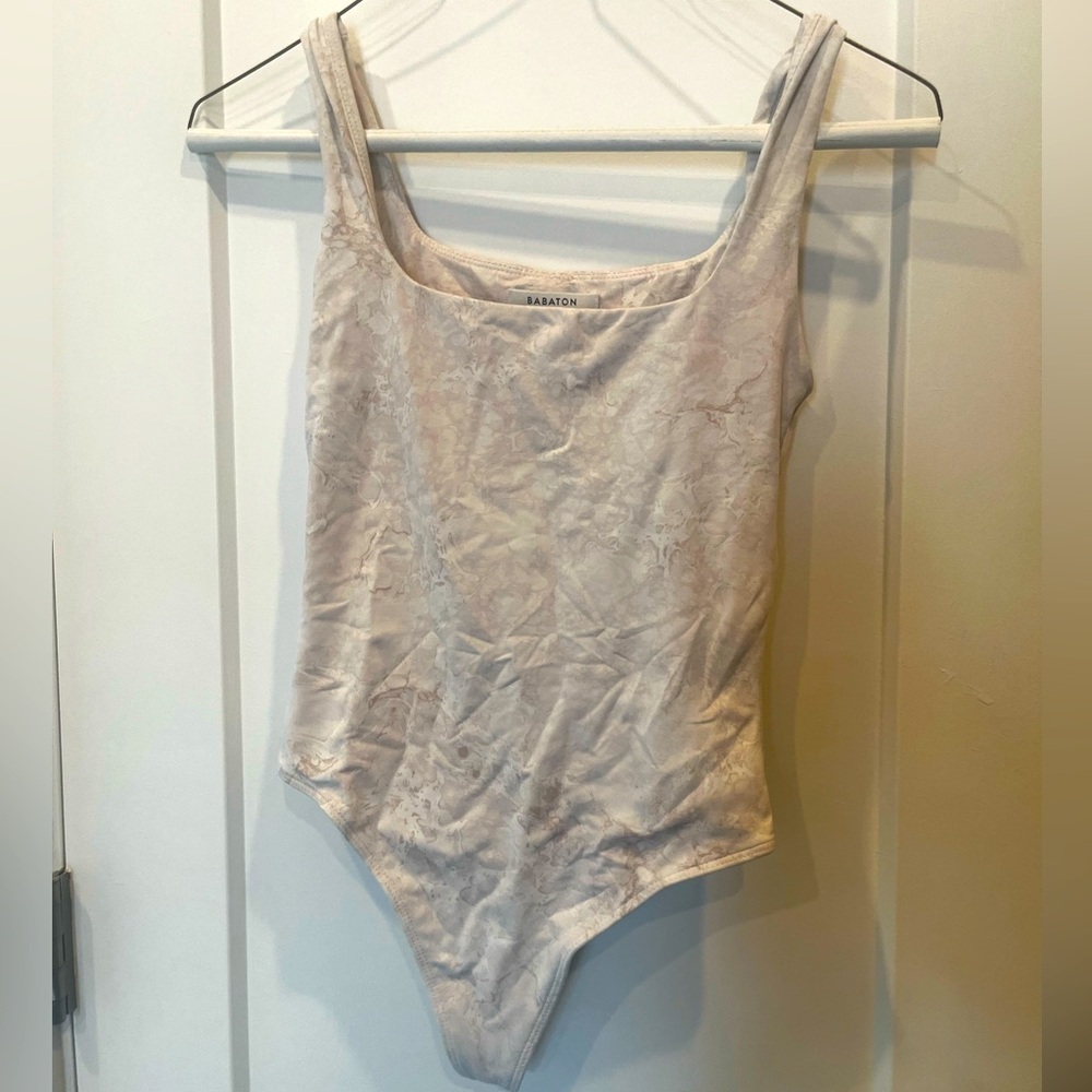 Babaton Marble Print Square Neck Thong Bodysuit (Size XS)